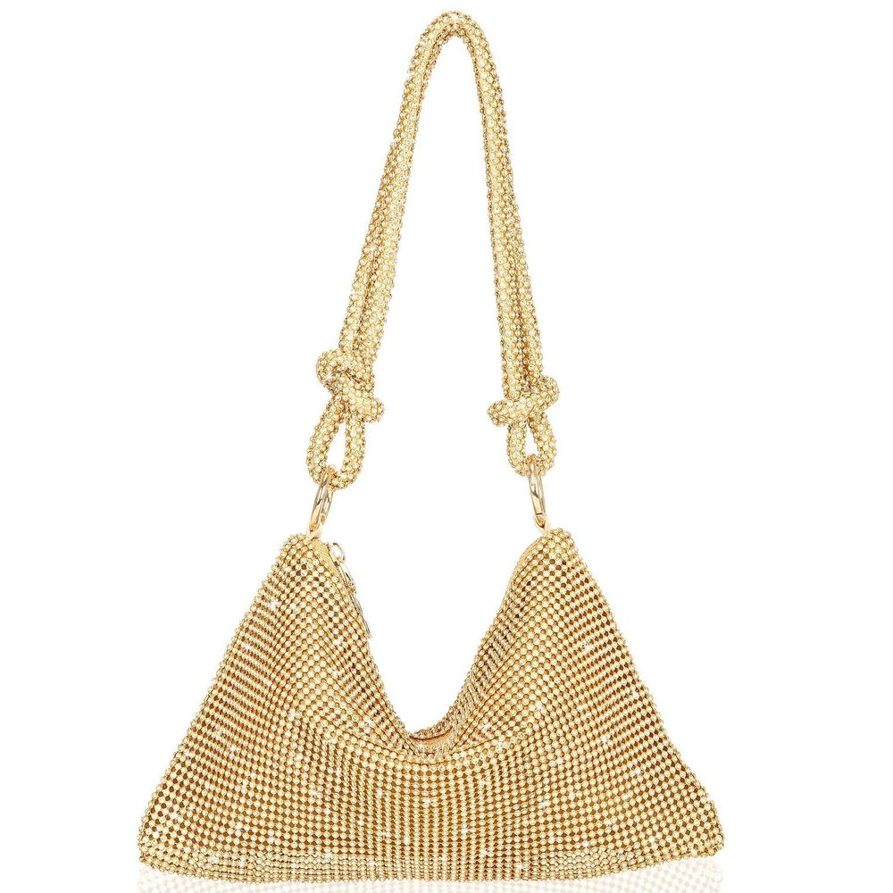 Fashion Shiny Diamond Handbag Tote Shoulder Evening Bag Golden <3